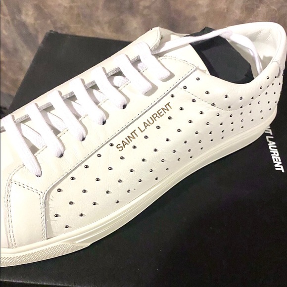 Brand New Saint Laurent Andy Studded White Sneaker - Picture 1 of 3